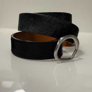 Something Navy Black Cow Hair Leather Belt